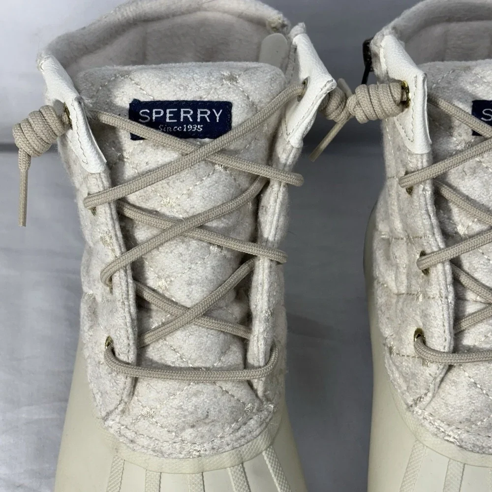 Sperry Women's Syren‎ Gulf Wool Quilt Duck Boots Waterproof Ivory Size 8 M - Picture 7 of 16